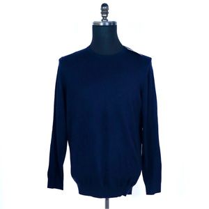 Zara Unisex Crew Neck Knit Blend Sweater Navy Blue New with tags US Large